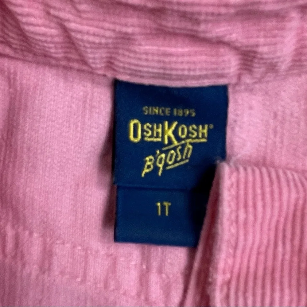 VINTAGE Baby Girl's OSHKOSH B'GOSH Pink CORDUROY Embroidered RUFFLE DRESS